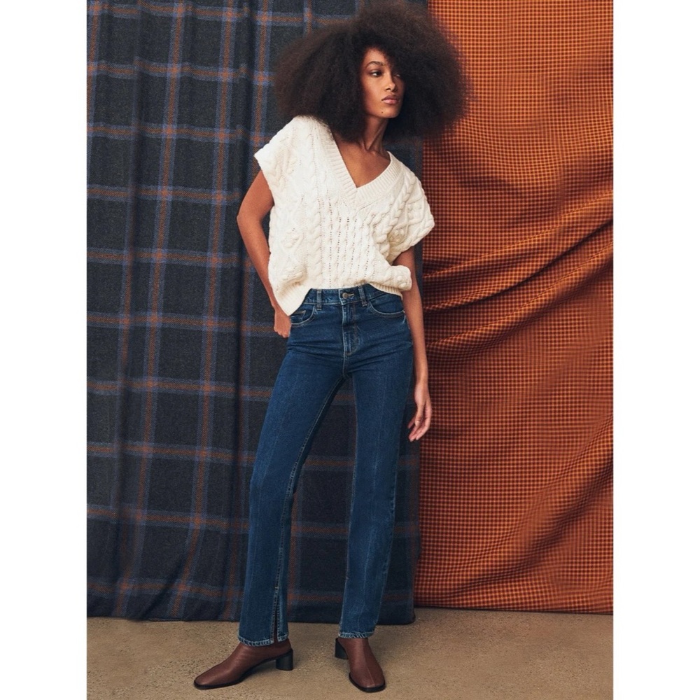 DL1961 Patti Vintage Straight Split Leg High Rise Jeans in Skylark Wash Size 30